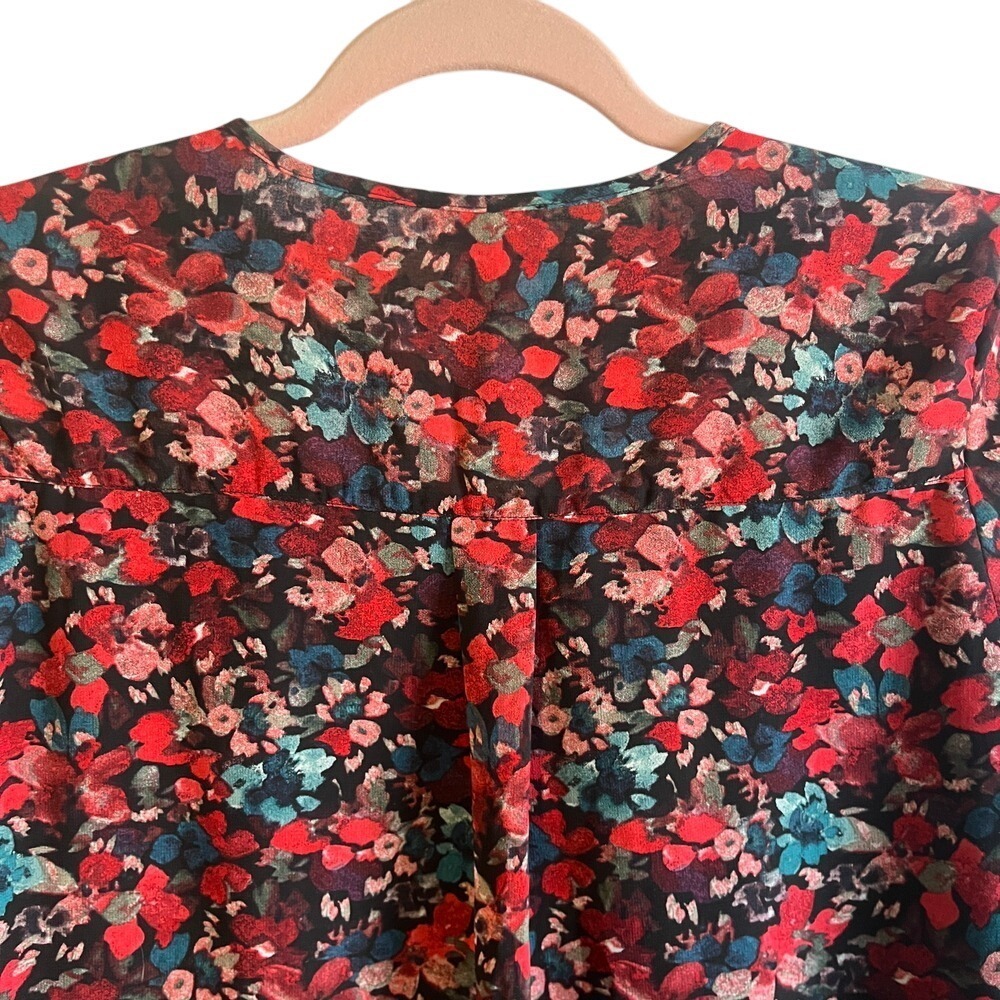 Vince Camuto Floral Print Blouse Pintuck Long Sleeve Top‎ XS - Picture 8 of 10